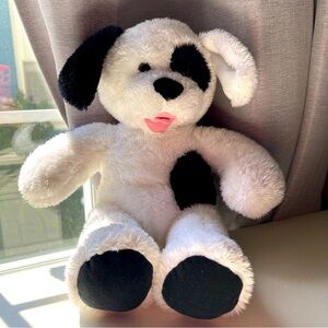 2015 Build A Bear Workshop Puppy Dog Black White 15" Plush Stuffed Animal BAB